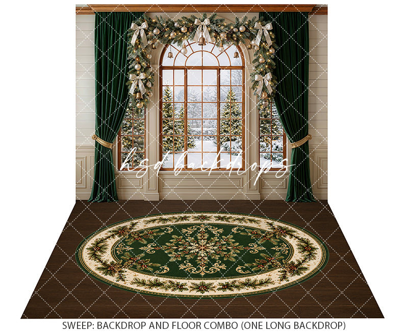 Grand Noel Window Photography Backdrop – Timeless Holiday Portrait Scene | HSD Backdrops