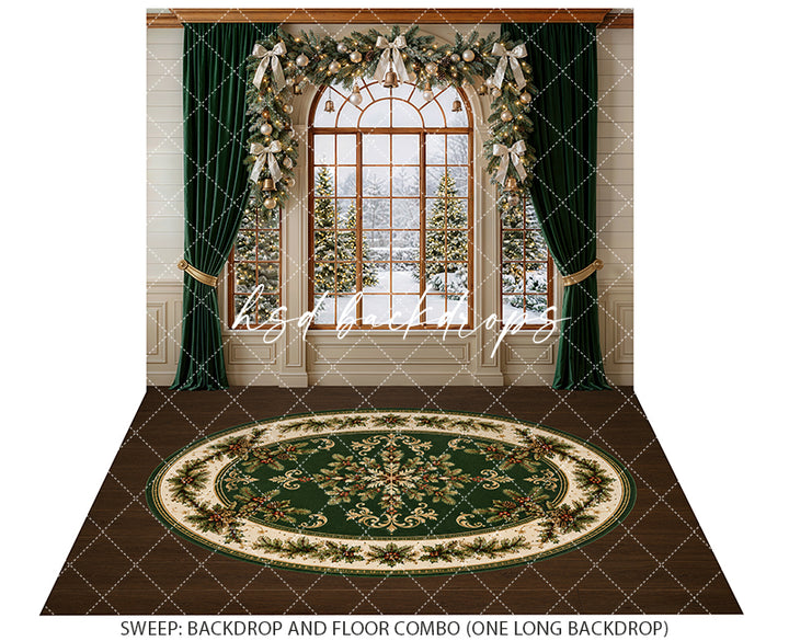 Grand Noel Window Photography Backdrop – Timeless Holiday Portrait Scene | HSD Backdrops