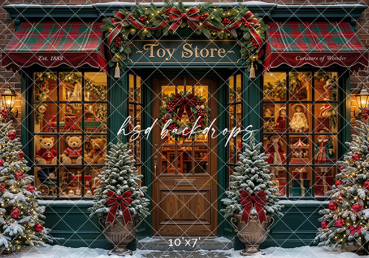 Merry Toy Boutique Photography Backdrop – Charming Winter Portrait Scene | HSD Backdrops
