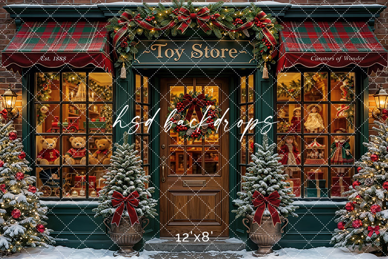 Merry Toy Boutique Photography Backdrop – Charming Winter Portrait Scene | HSD Backdrops