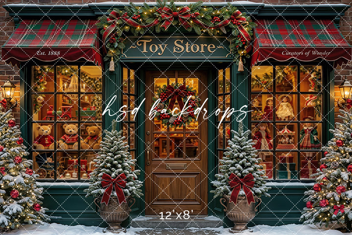 Merry Toy Boutique Photography Backdrop – Charming Winter Portrait Scene | HSD Backdrops