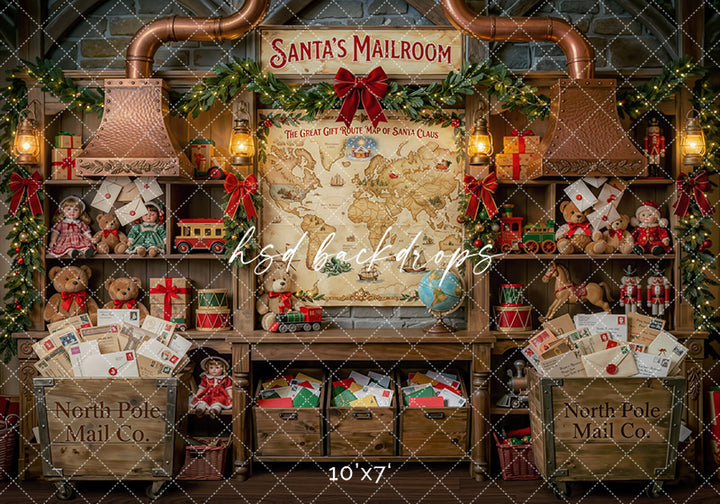 North Pole Postroom Photography Backdrop – Charming Holiday Portrait Scene | HSD Backdrops