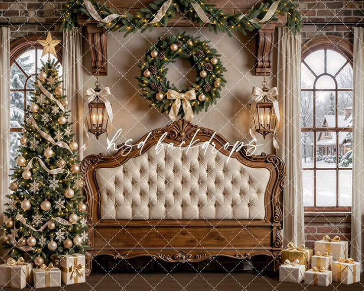 Holiday Chateau Headboard Photography Backdrop – Luxe Winter Setting | HSD Backdrops