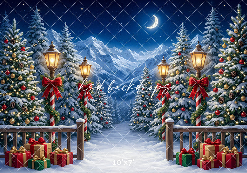 Candy Cane Winter Path Photography Backdrop – Festive Holiday Portrait Scene | HSD Backdrops