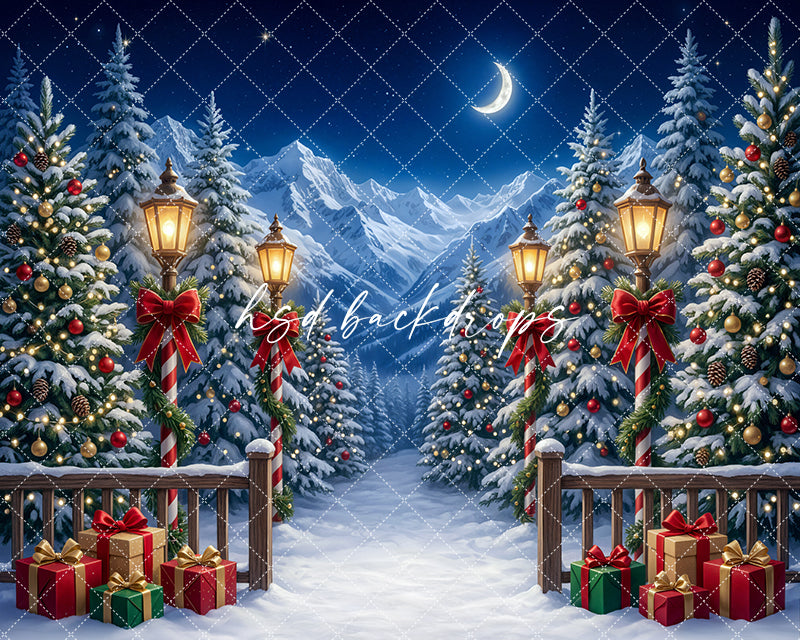 Candy Cane Winter Path Photography Backdrop – Festive Holiday Portrait Scene | HSD Backdrops