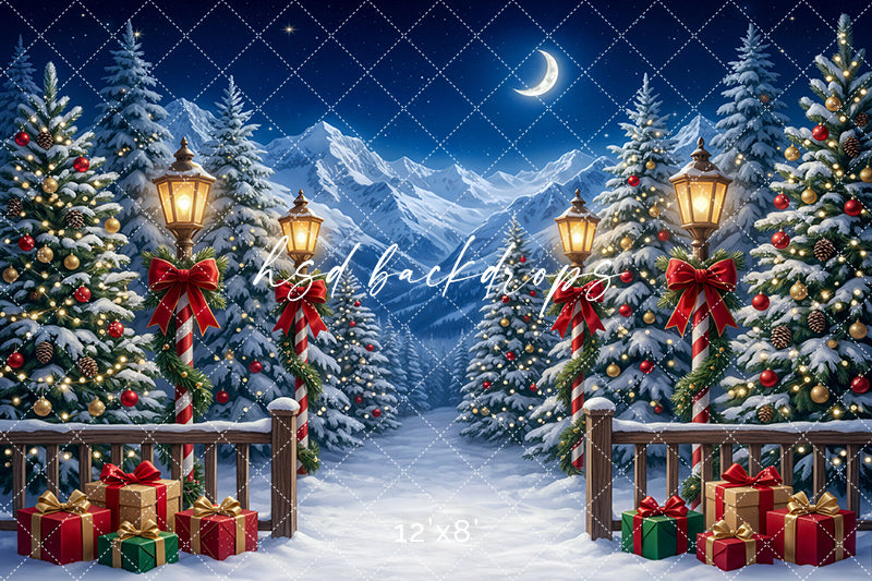 Candy Cane Winter Path Photography Backdrop – Festive Holiday Portrait Scene | HSD Backdrops