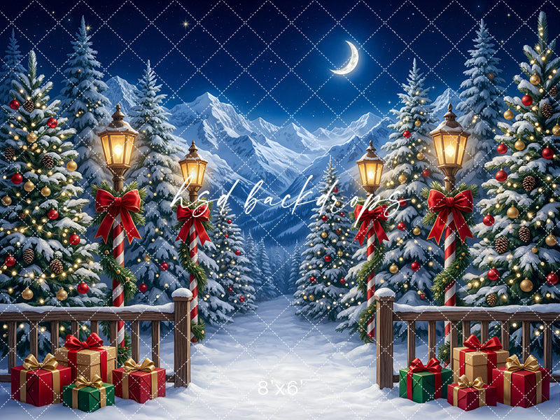 Candy Cane Winter Path Photography Backdrop – Festive Holiday Portrait Scene | HSD Backdrops