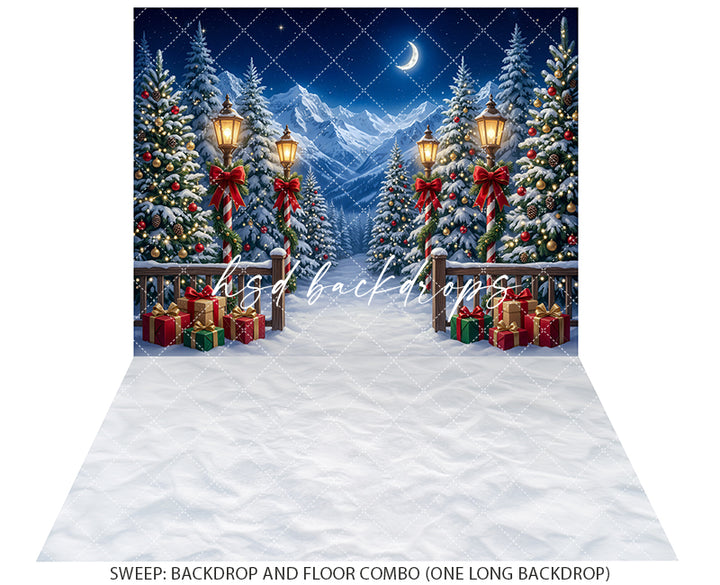 Candy Cane Winter Path Photography Backdrop – Festive Holiday Portrait Scene | HSD Backdrops