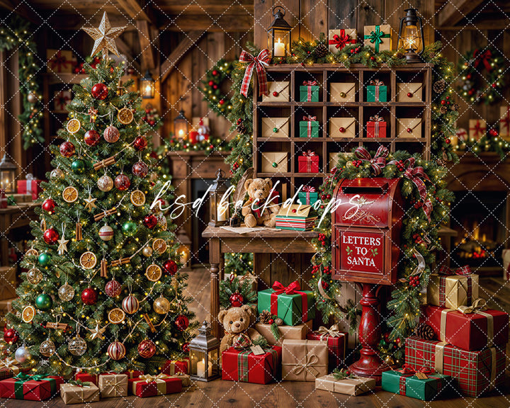 Letters to Santa Workshop Photography Backdrop – Cozy Christmas Portrait Scene | HSD Backdrops