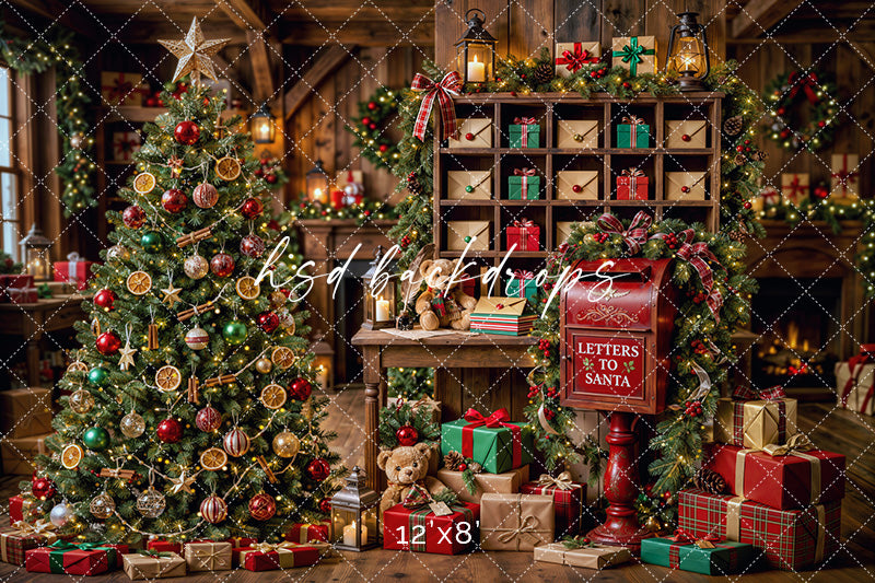 Letters to Santa Workshop Photography Backdrop – Cozy Christmas Portrait Scene | HSD Backdrops