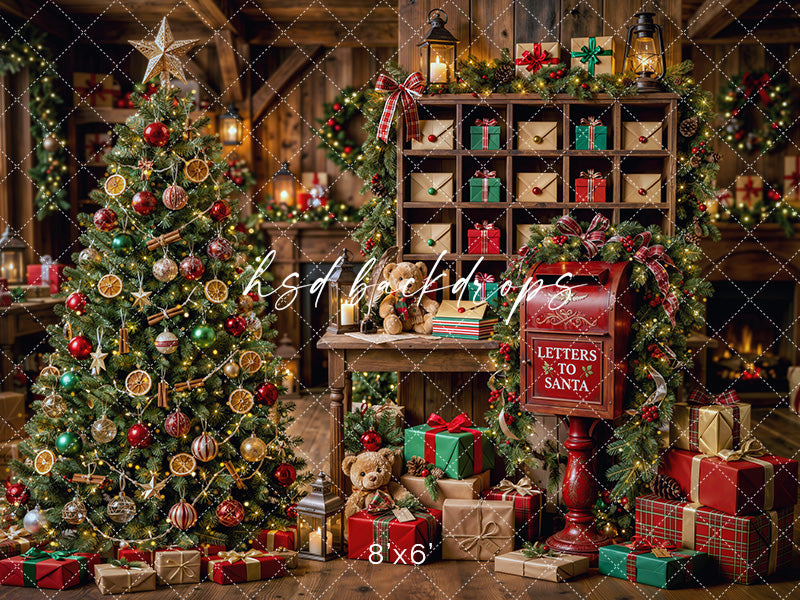 Letters to Santa Workshop Photography Backdrop – Cozy Christmas Portrait Scene | HSD Backdrops