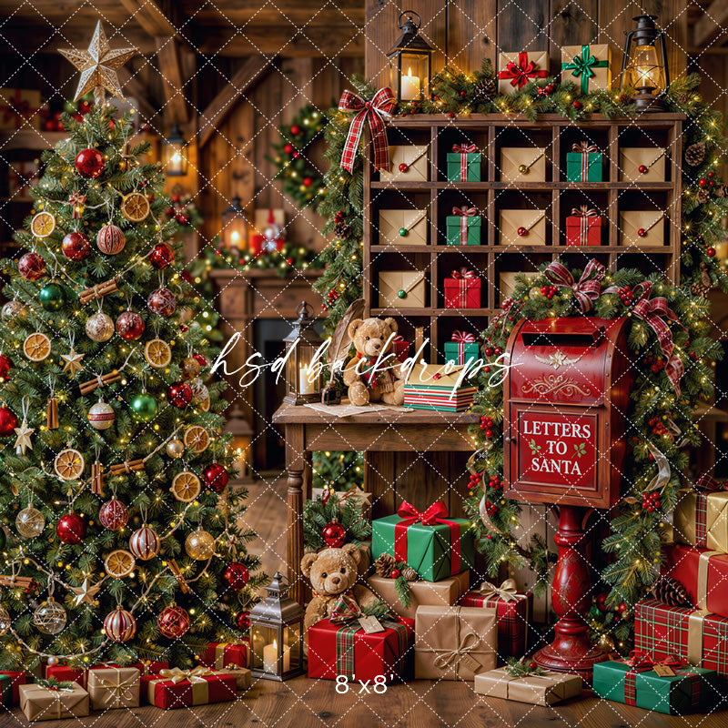 Letters to Santa Workshop Photography Backdrop – Cozy Christmas Portrait Scene | HSD Backdrops