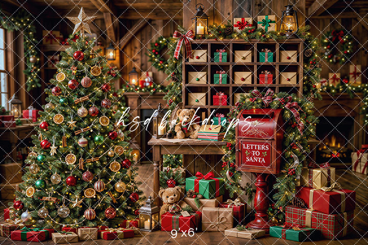 Letters to Santa Workshop Photography Backdrop – Cozy Christmas Portrait Scene | HSD Backdrops
