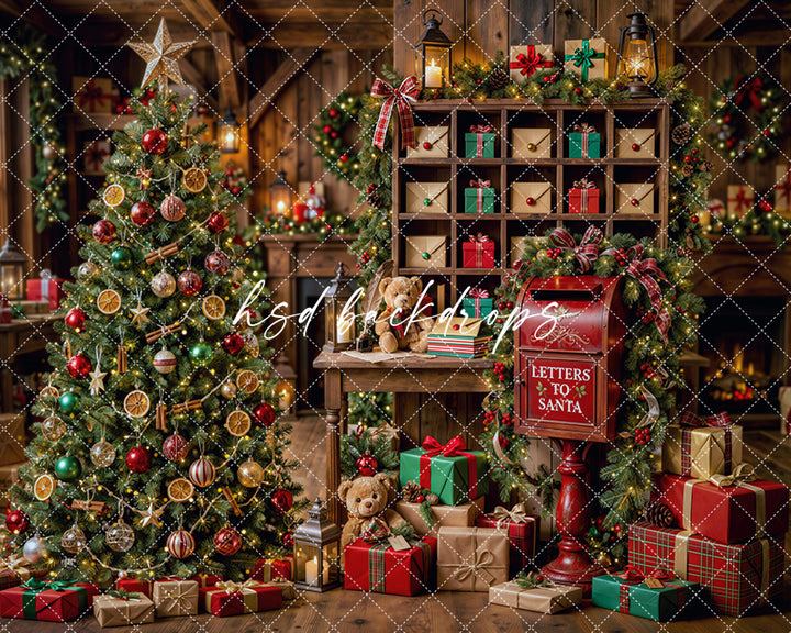 Letters to Santa Workshop Photography Backdrop – Cozy Christmas Portrait Scene | HSD Backdrops