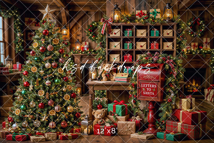 Letters to Santa Workshop Photography Backdrop – Cozy Christmas Portrait Scene | HSD Backdrops