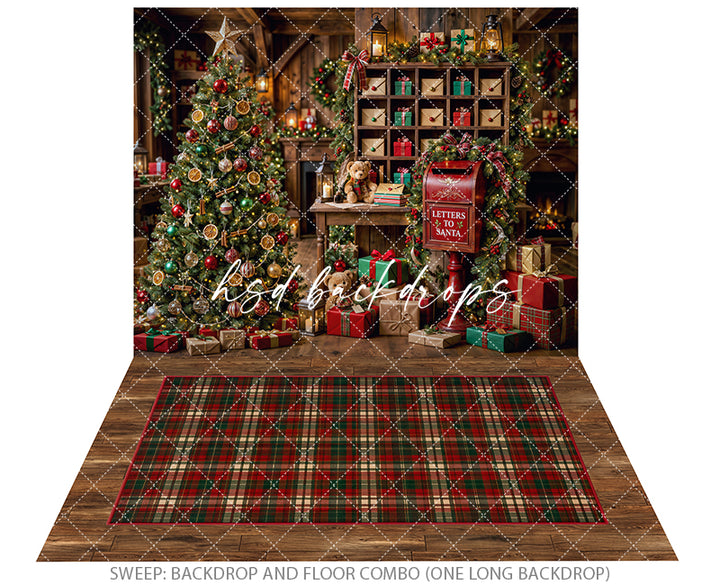Letters to Santa Workshop Photography Backdrop – Cozy Christmas Portrait Scene | HSD Backdrops