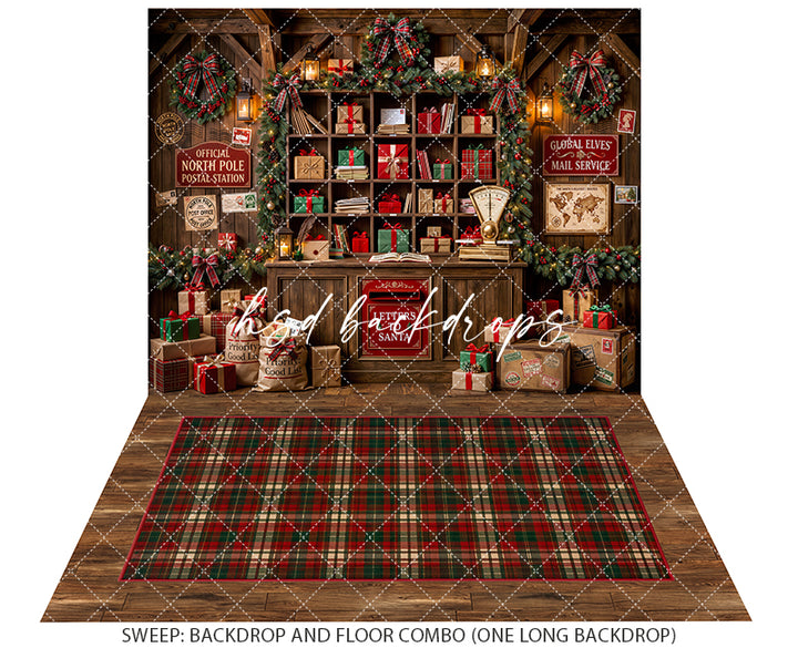 North Pole Post Office Photography Backdrop – Festive Christmas Portrait Scene | HSD Backdrops