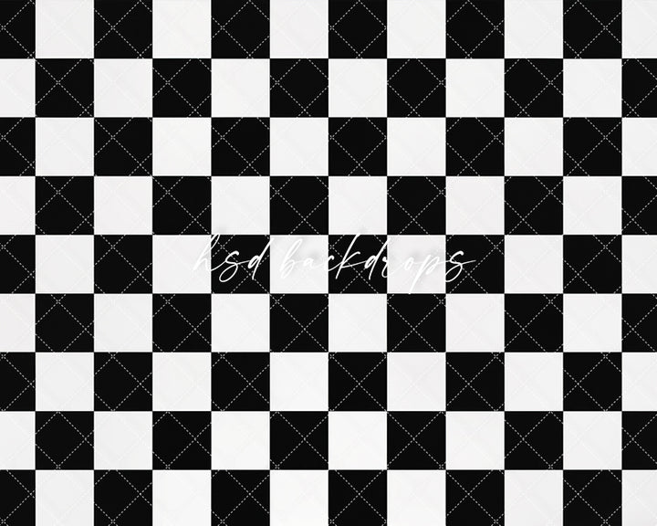 Black White Checkerboard Photography Floor Backdrop – Timeless Portrait Scene | HSD Backdrops