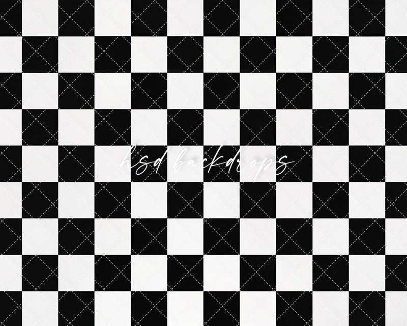 Black White Checkerboard Photography Floor Mat – Timeless Portrait Scene | HSD Backdrops