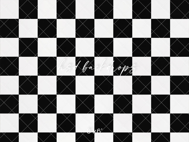 Black White Checkerboard Photography Floor Mat – Timeless Portrait Scene | HSD Backdrops