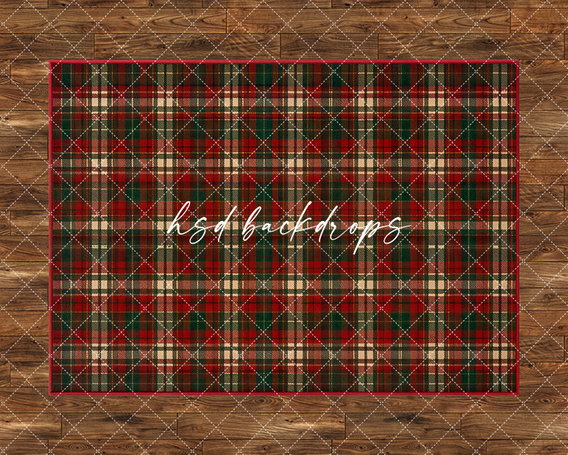 Classic Christmas Plaid Photography Floor Backdrop – Festive Holiday Scene | HSD Backdrops