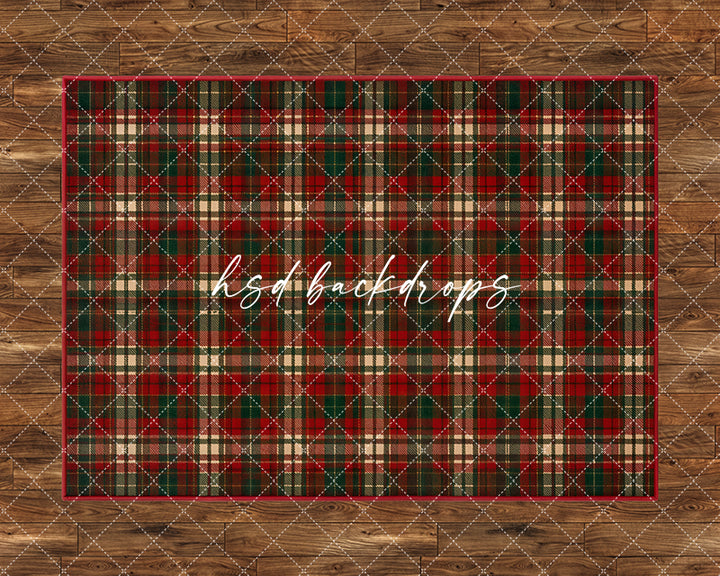 Classic Christmas Plaid Photography Floor Backdrop – Festive Holiday Scene | HSD Backdrops