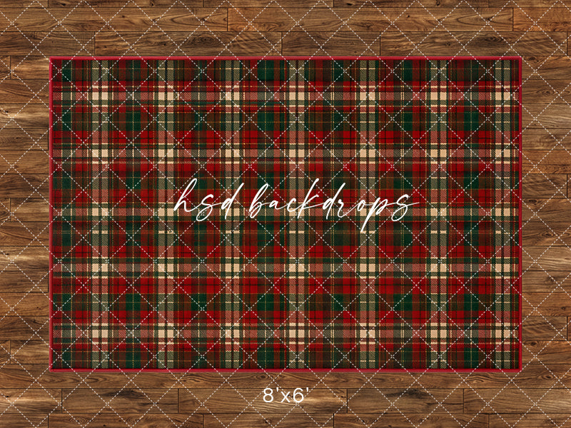 Classic Christmas Plaid Photography Floor Backdrop – Festive Holiday Scene | HSD Backdrops