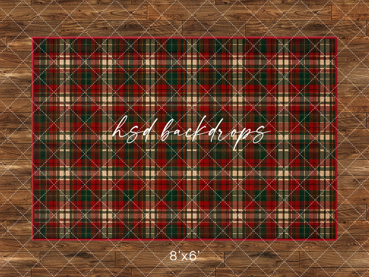 Classic Christmas Plaid Photography Floor Mat – Festive Holiday Scene | HSD Backdrops