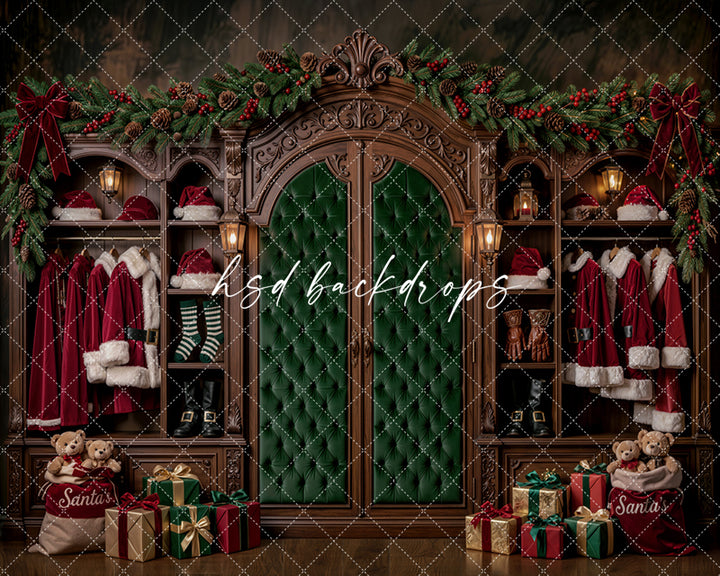 Santa’s Wardrobe Christmas Photography Backdrop – Classic Holiday Studio Scene | HSD Backdrops