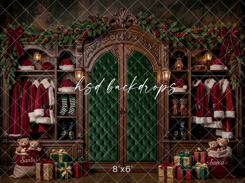 Santa’s Wardrobe Christmas Photography Backdrop – Classic Holiday Studio Scene | HSD Backdrops