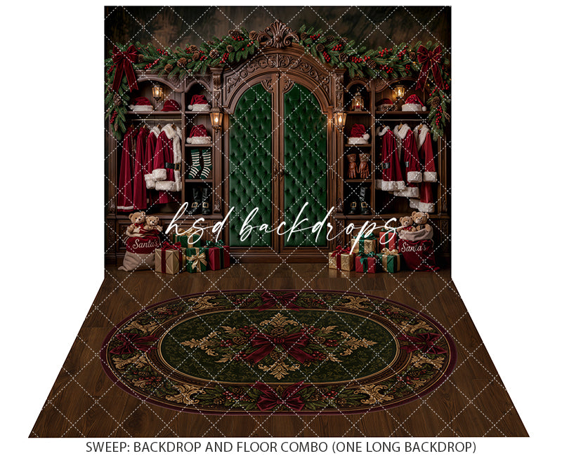 Santa’s Wardrobe Christmas Photography Backdrop – Classic Holiday Studio Scene | HSD Backdrops