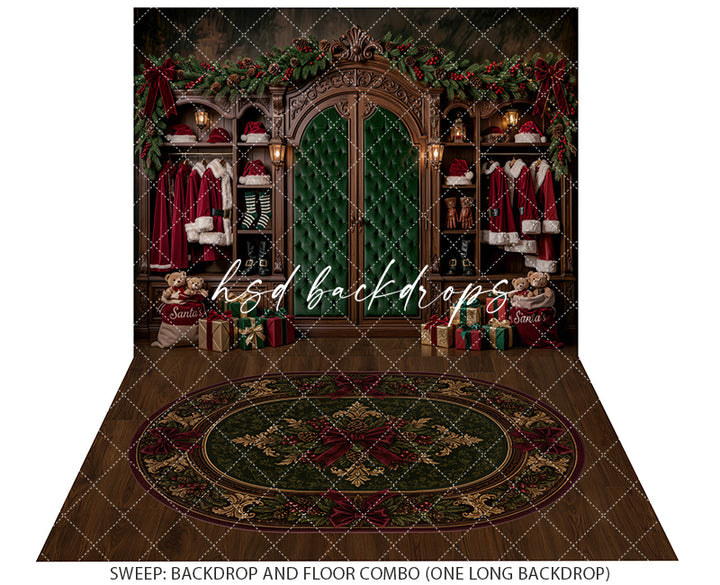 Santa’s Wardrobe Christmas Photography Backdrop – Classic Holiday Studio Scene | HSD Backdrops
