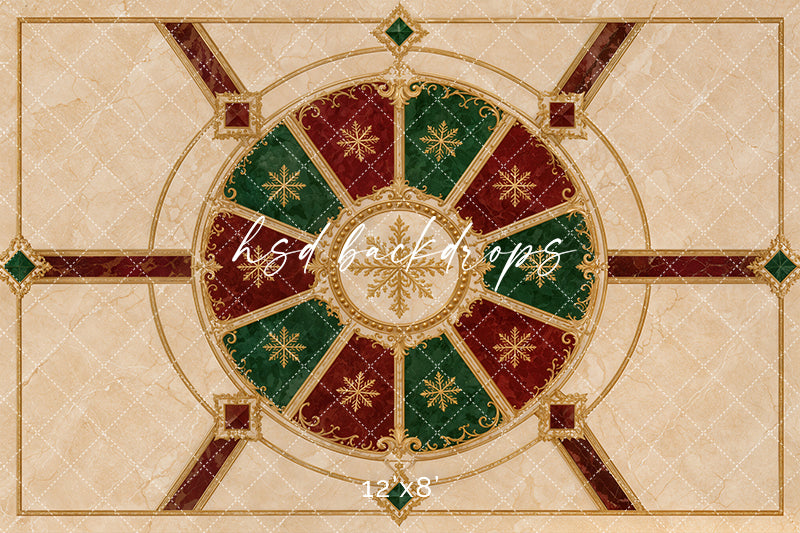 Christmas Carousel Marble Floor Photography Backdrop – Elegant Holiday Floor Design | HSD Backdrops