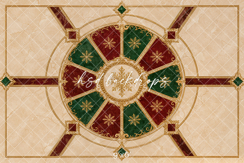 Christmas Carousel Marble Floor Photography Backdrop – Elegant Holiday Floor Design | HSD Backdrops