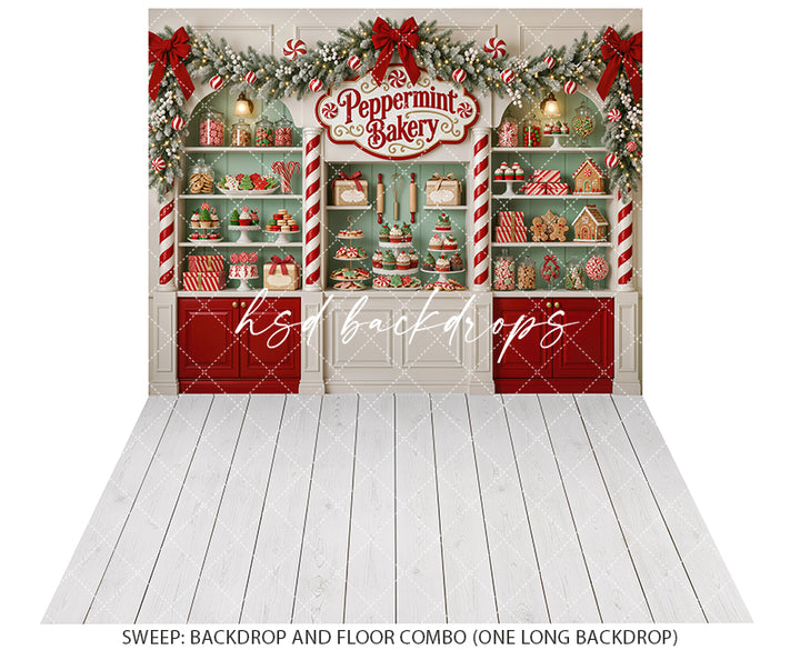 Peppermint Bakery Christmas Photography Backdrop – Sweet Holiday Studio Scene | HSD Backdrops