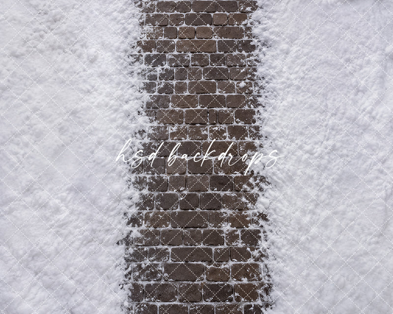 Snowy Cobblestone Path Photography Floor Backdrop – Winter Studio Floor | HSD Backdrops