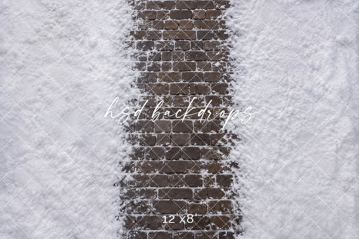 Snowy Cobblestone Path Floor Mat – Christmas Winter Studio Floor | HSD Backdrops