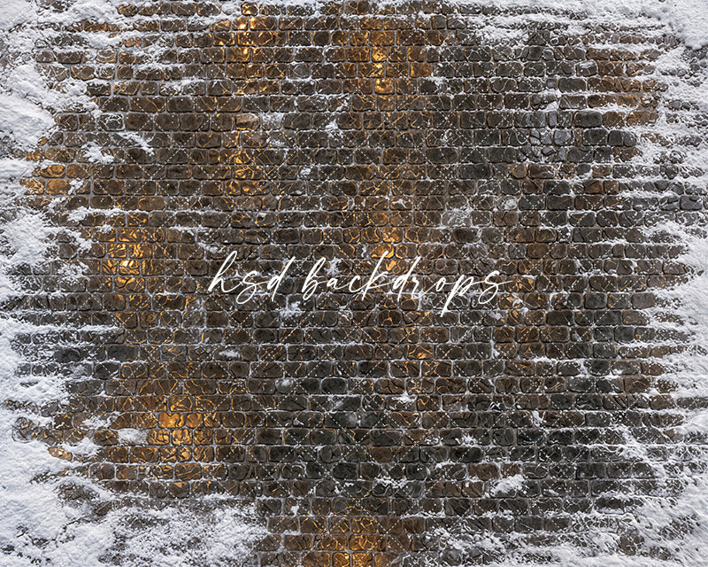 Snowy Cobblestone Glow Photography Floor Backdrop – Winter Holiday Studio Floor | HSD Backdrops