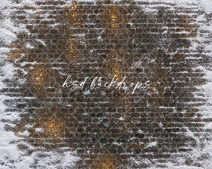 Snowy Cobblestone Glow Photography Floor Backdrop – Winter Holiday Studio Floor | HSD Backdrops