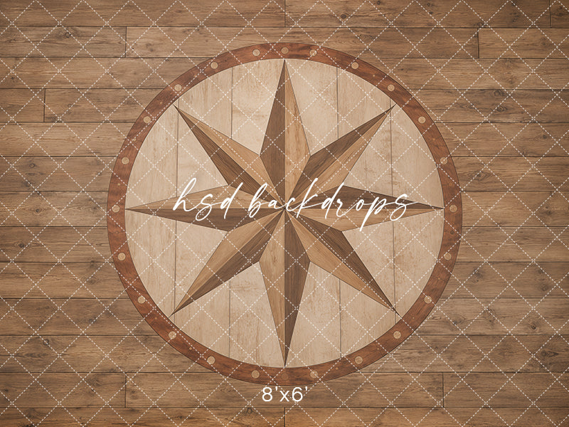 Compass Star Wood Floor Mat – Rustic Studio Floor Design | HSD Backdrops