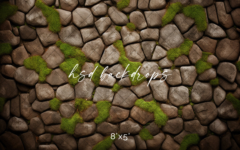 Mossy Stone Pathway Photography Rubber Backed Floor Mat