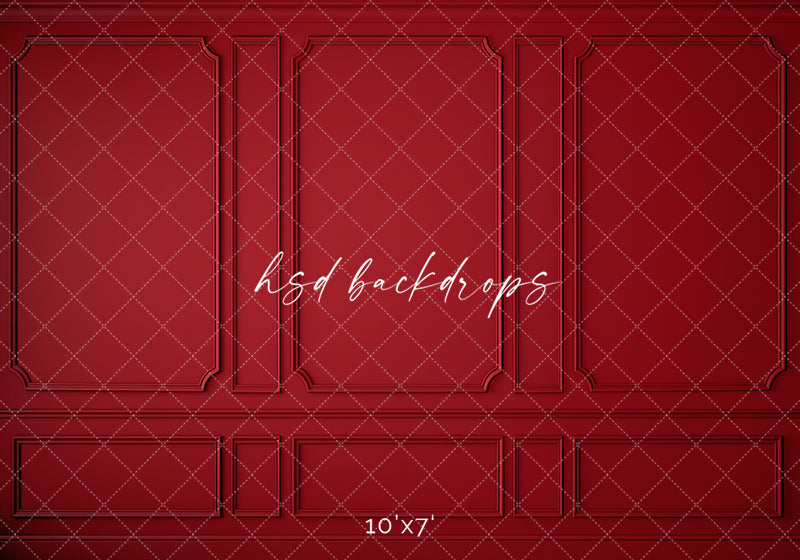 Maternity or Boudoir Backdrop | Elegant Red Wainscot Wall Backdrop