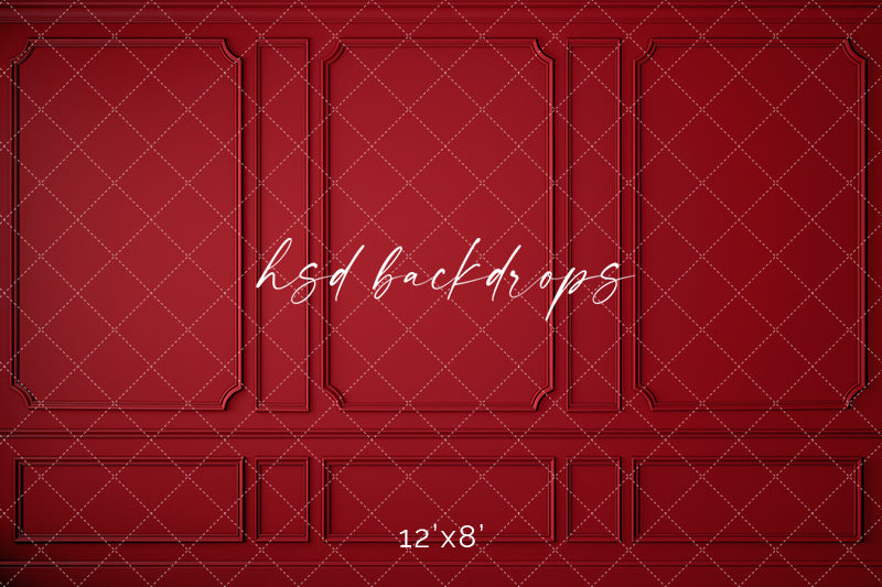 Maternity or Boudoir Backdrop | Elegant Red Wainscot Wall Backdrop