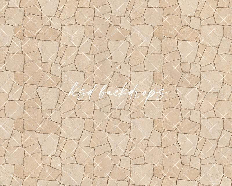 Warm Tuscan stone floor photography backdrop with beige textured stone pattern for studio portraits and cake smash sessions.