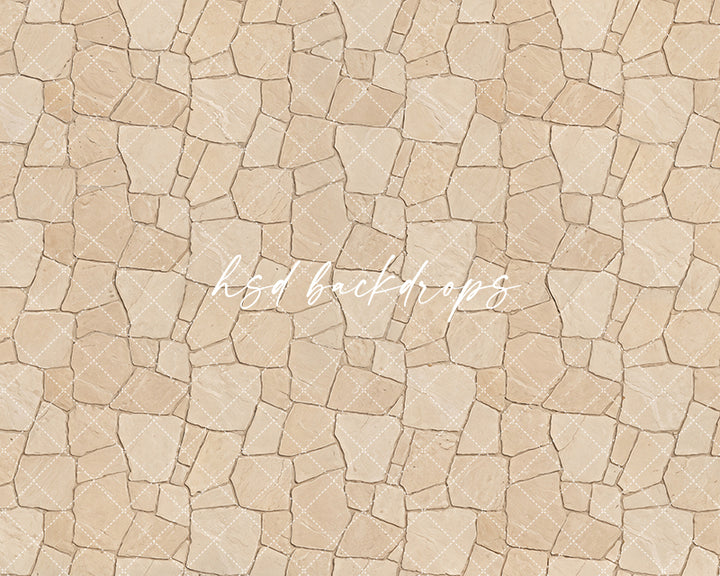 Warm Tuscan stone floor photography backdrop with beige textured stone pattern for studio portraits and cake smash sessions.