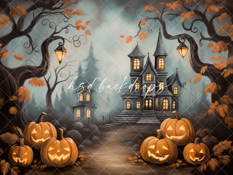 Haunted House Halloween Photoshoot Backdrop for Pictures