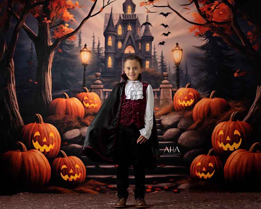 Haunted Halloween Castle (sweep options) - HSD Photography Backdrops 