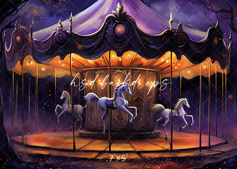 Halloween Horse Carousel - HSD Photography Backdrops 