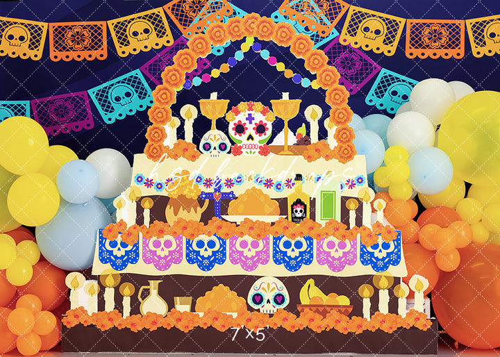 Day of the Dead Cake Smash Photography Backdrop 