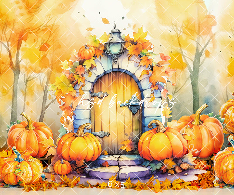 Cute Autumn pumpkins photography backdrop for fall portraits 